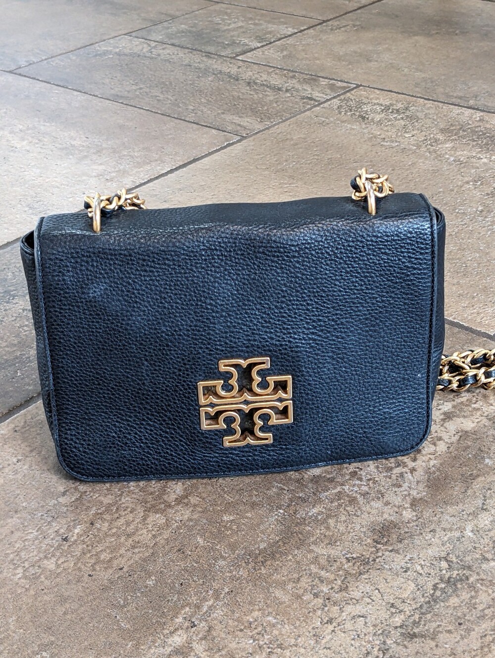 Tory Burch Britten Pebbled Leather Gold Chain Luxury Crossbody/Shoulder Bag π€ - Picture 4 of 17
